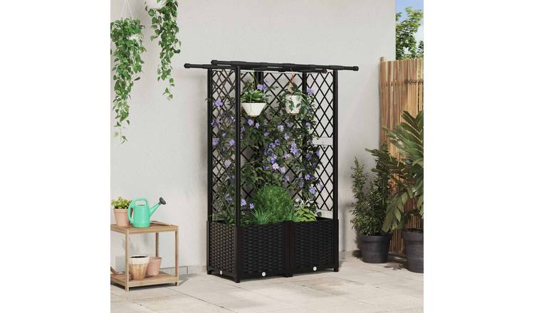 Walplus Polypropylene Raised Garden Bed - Black - 124 x 40 x 138 cm