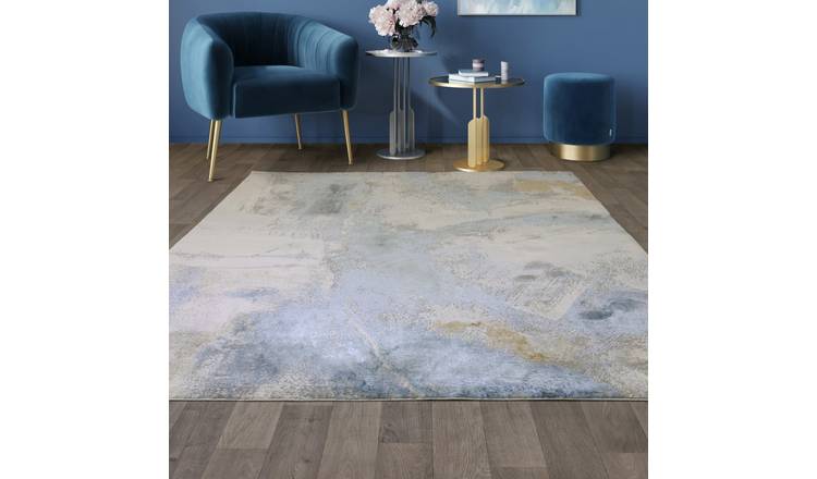 Mega Flooring Blue Modern Abstract Rug - 80 x 150cm