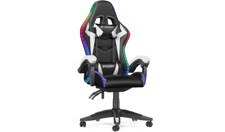 Rattantree RGB LED Leather Gaming Chair  - White & Black
