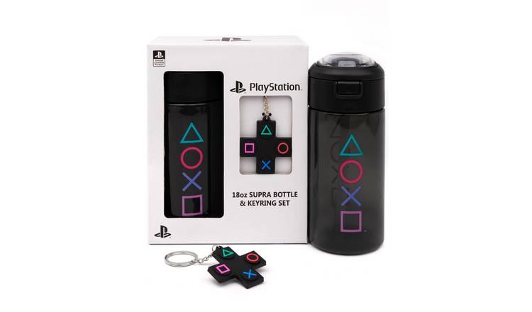PlayStation Controller Symbols Print Spout Water Bottle - Black