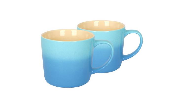 Argon Tableware New Bone China Mugs - 330ml - Blue Ombre - Pack of 2