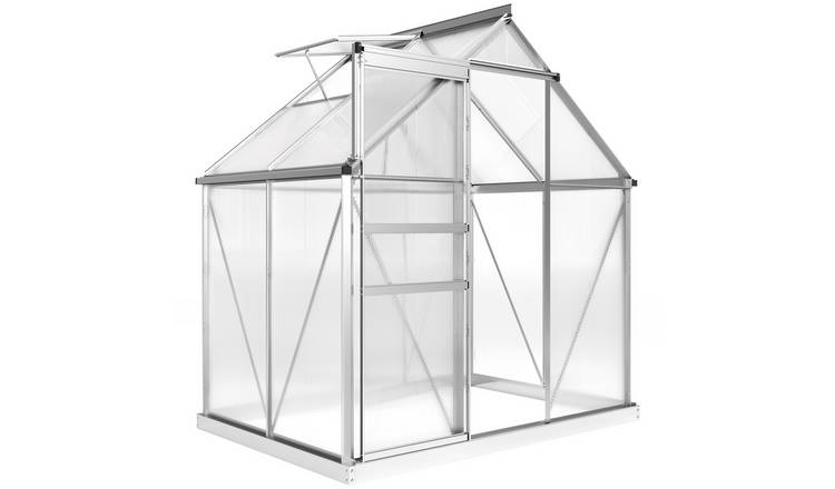 Outsunny Polycarbonate Adjustable Roof Vent Greenhouse - Silver