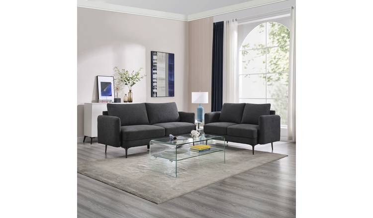 Furniture Online Sofia Linen 2+3 Seater Sofa Set - Grey