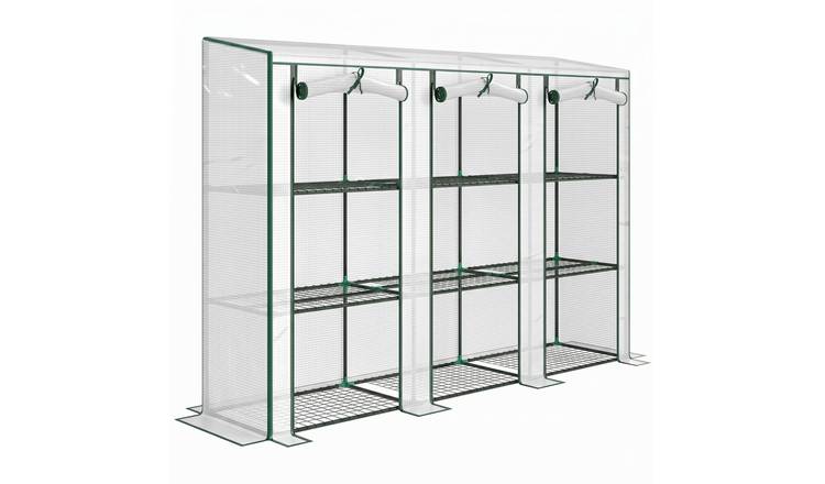 Outsunny 3 Tier Lean to Shelf Mini Greenhouse - White