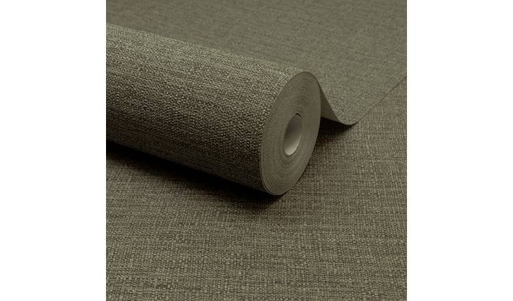 Grandeco Telma Slubbed Fabric Hessian Textured Wallpaper - Dark Green