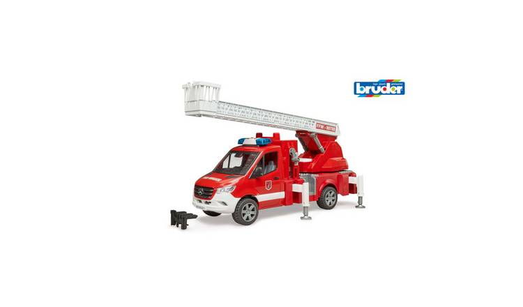 Bruder 1:16 Light and Sound MB Sprinter Fire Engine with Ladder Waterpump - Red
