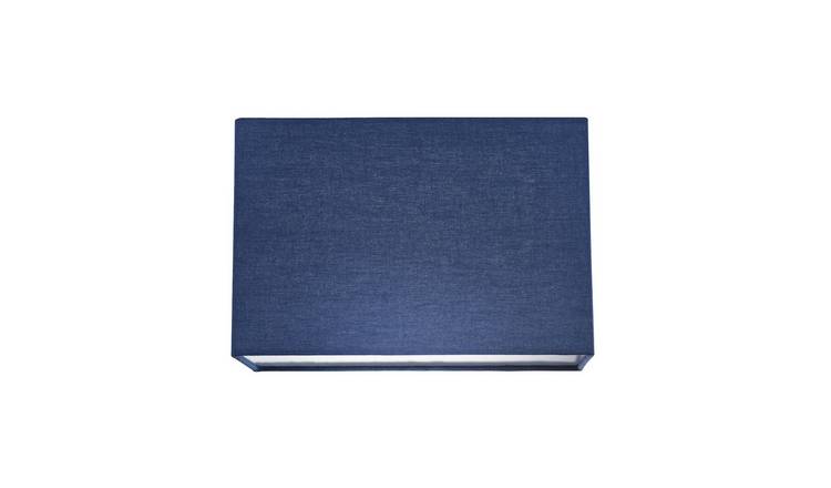 Happy Homewares Navy Midnight Blue Linen Fabric Rectangular Lampshade - 29cm