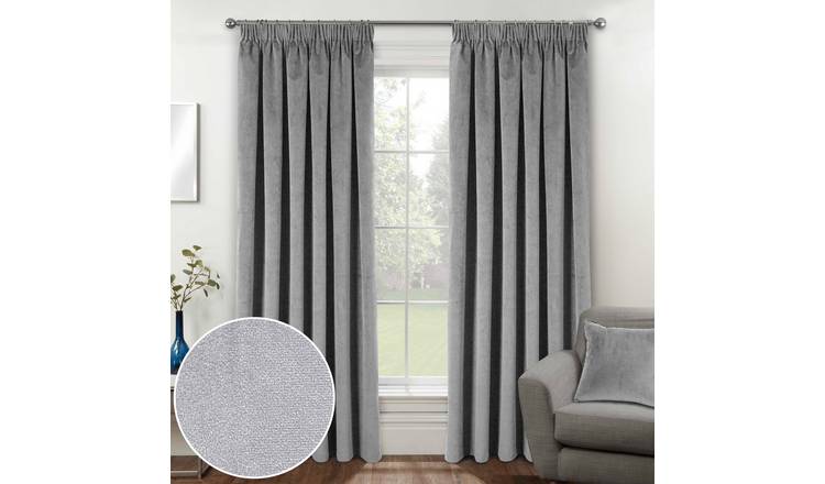 Enhanced Living Oxford Pencil Pleat Blackout Curtains - 117 x 183cm - Grey