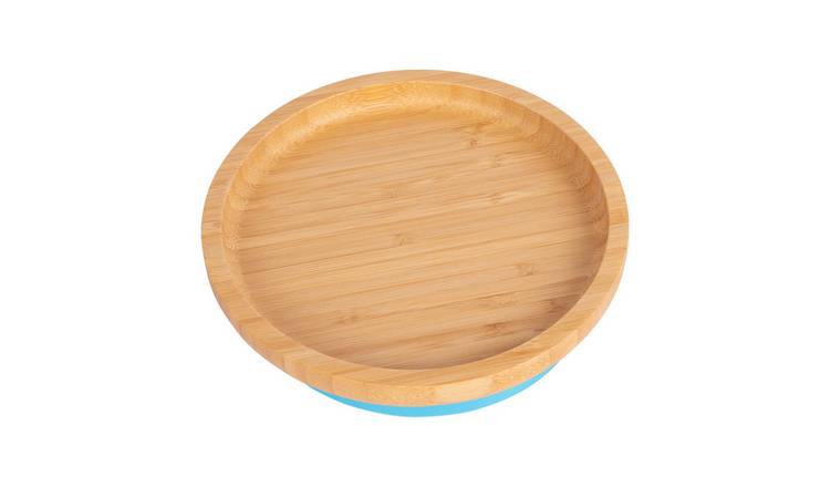 Tiny Dining Children's Bamboo Suction Round Plate - Blue