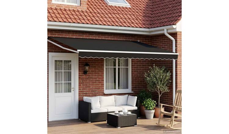 Walplus Electric Aluminium Retractable Awning - Black and White - 400 x 300 cm