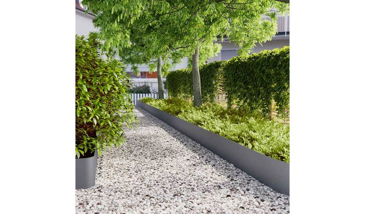 Walplus Pack of 20 Cold-rolled Steel Lawn Edgings - Anthracite - 25 x 103 cm