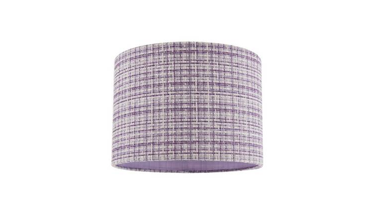 Happy Homewares Cross Hatch Textured Linen Fabric in Lilac Lampshade - 25cm