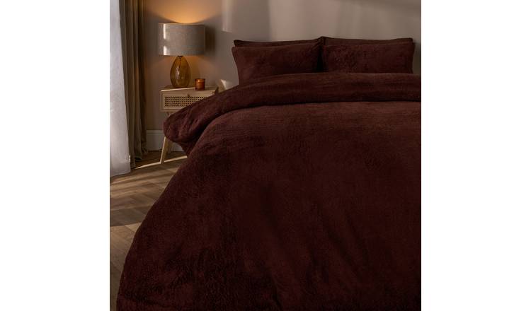 OHS Thermal Soft Teddy Fleece Duvet Cover Bedding Set Chocolate - King