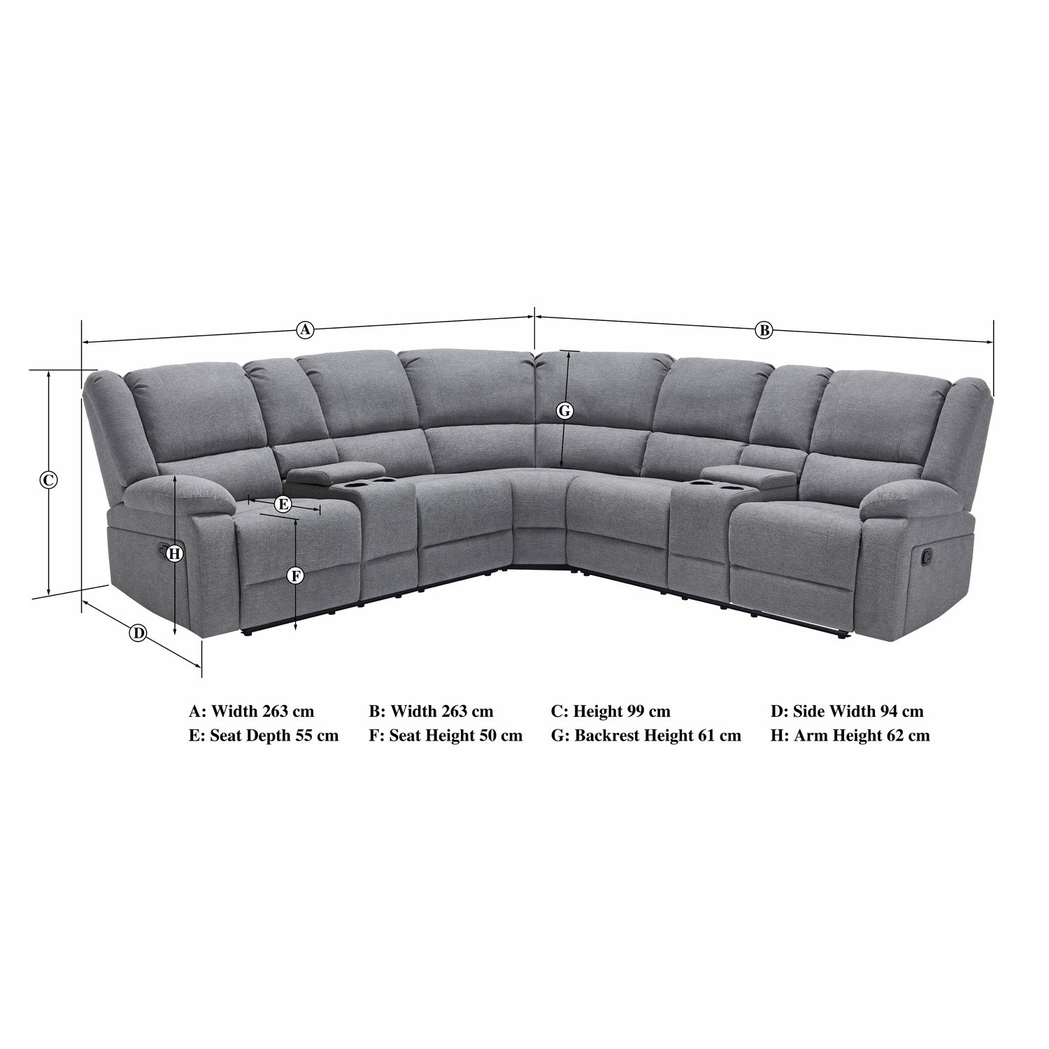 Furniture Online Praga Corner Recliner Linen Sofa – Light Grey - Image 9