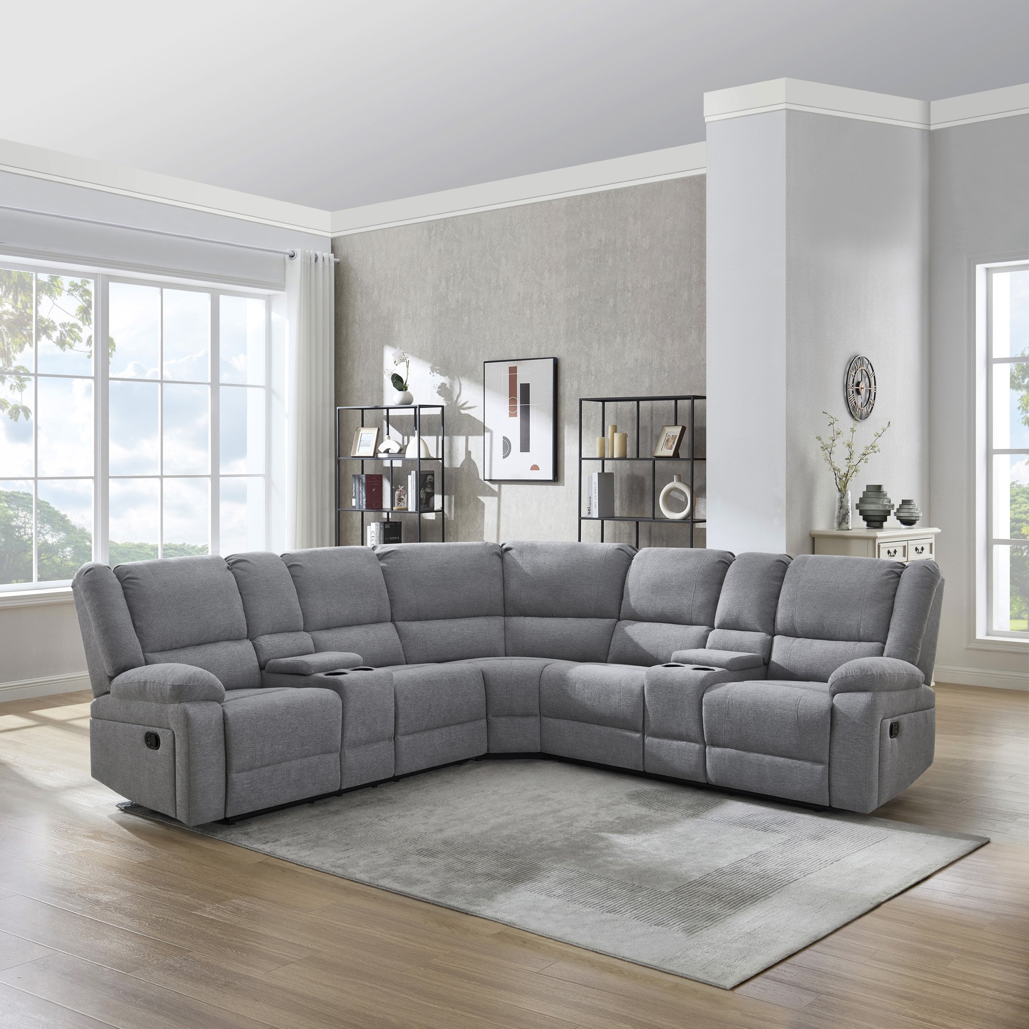 Furniture Online Praga Corner Recliner Linen Sofa – Light Grey - Image 2