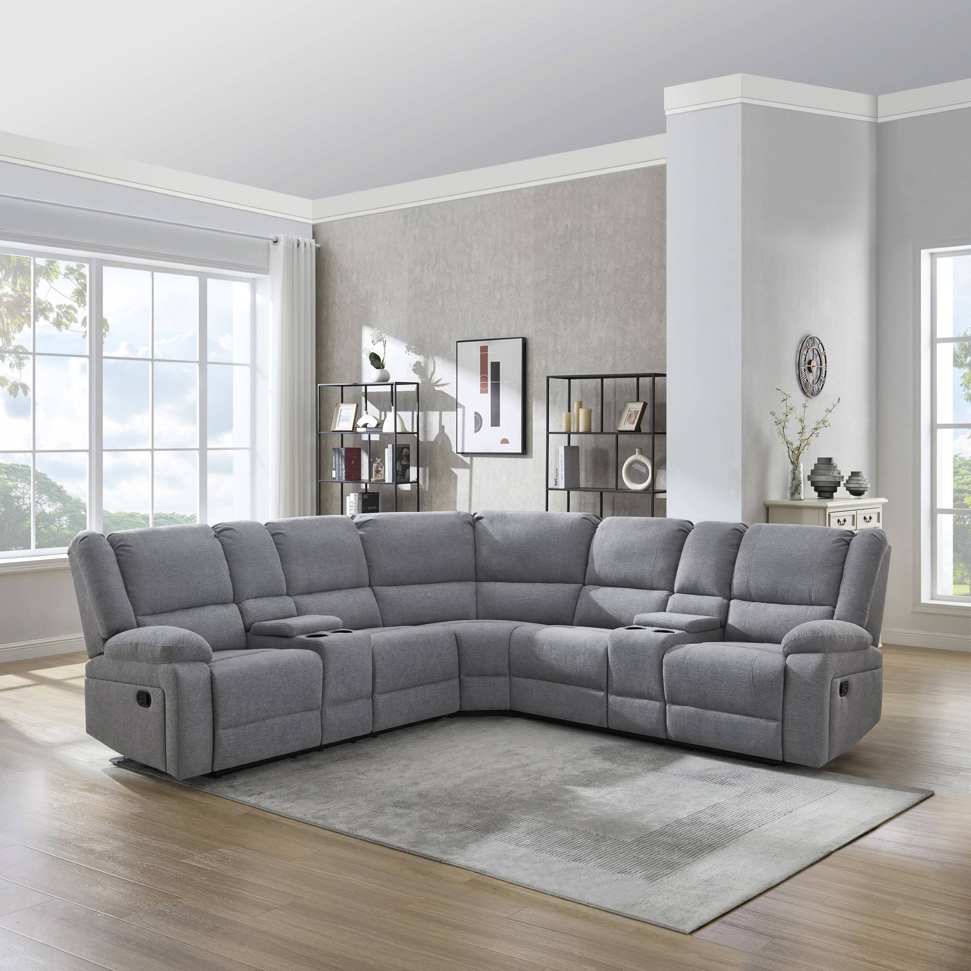 Furniture Online Praga Corner Recliner Linen Sofa – Light Grey - Image 2