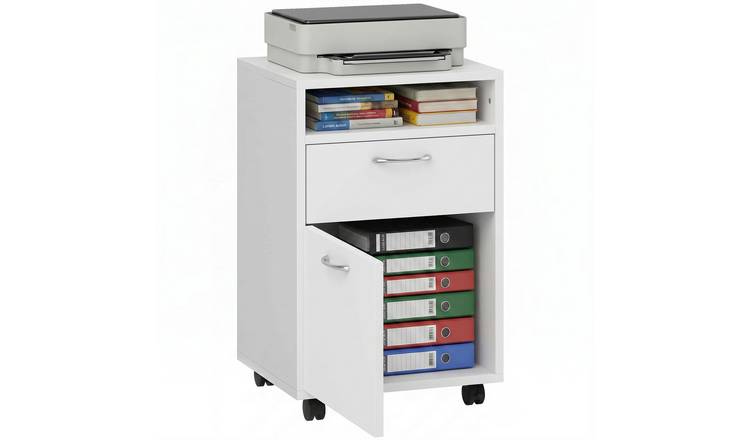 HOMCOM Filing Cabinet with 2 Drawers with Open Shelf - White