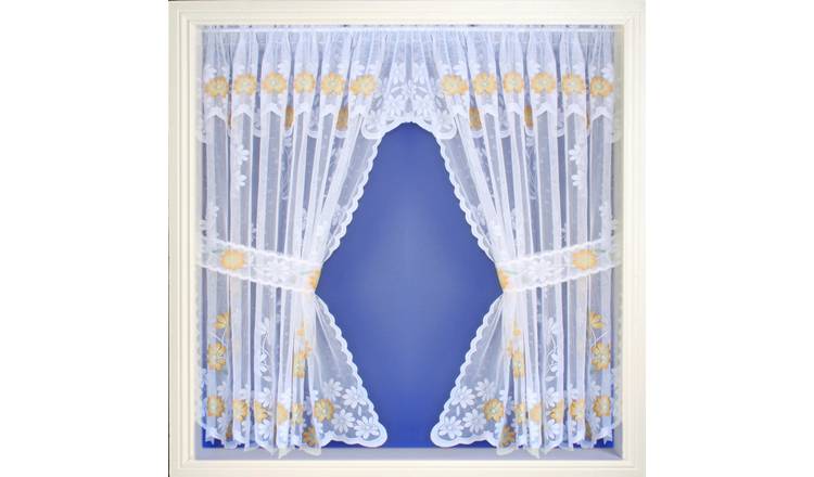 Tyrone Textiles Primrose Rod Pocket Curtain Window Set - 135 x 91cm - Yellow