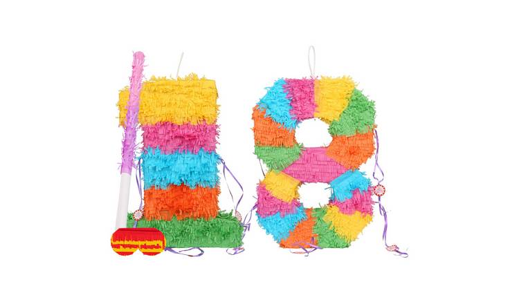 Fax Potato 18th Birthday Pinata Set with Stick & Blindfold - Pink Stick
