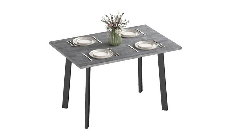 HOMCOM Contemporary Rectangle Dining Table with Metal Legs - Charcoal grey