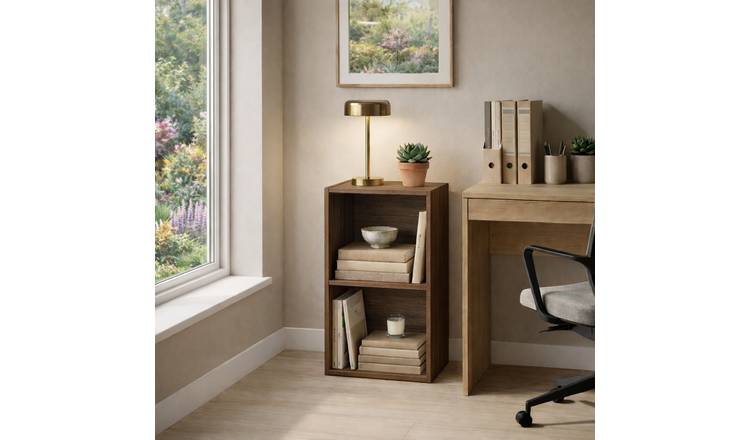 Vida Designs Oxford 2 Tier Cube Bookcase - Walnut
