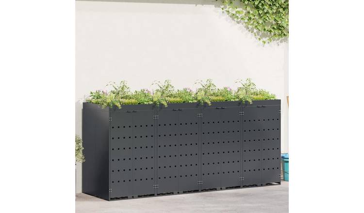 Walplus Steel Wheelie Bin Store - Anthracite - 272 x 77.5 x 121.5 cm