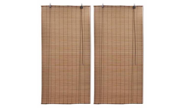 Walplus Pack of 2 Bamboo Roller Blind - Brown - 100 x 160 cm
