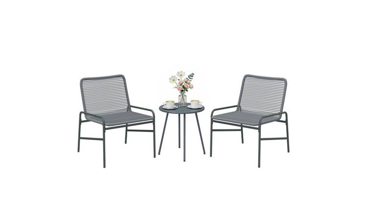 Outsunny 3 Piece Rattan Garden Bistro Set - Dark Grey