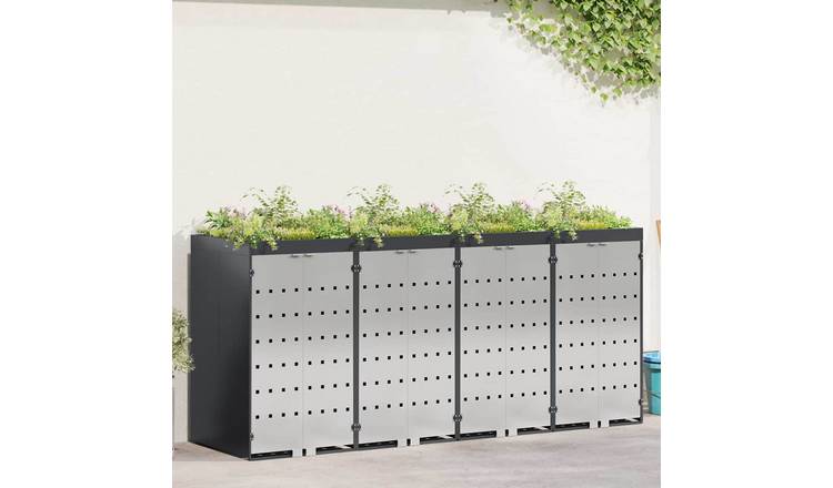 Walplus 120 L Steel Wheelie Bin Store - Anthracite - 272 x 77.5 x 121.5 cm