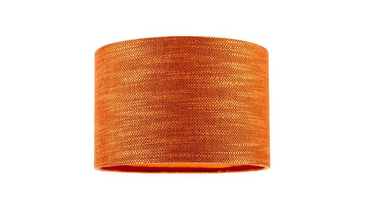 Happy Homewares Bobbled and Textured Linen in Rustic Orange Lampshade - 30cm