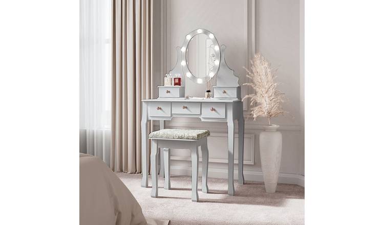CARME Home Ruby Rozanna Hollywood Mirror Dressing Table - Grey