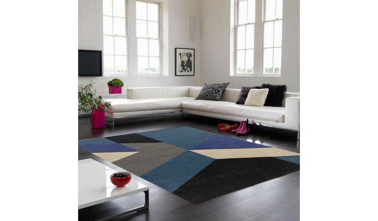 Mega Flooring Blue Handmade Abstract Rug - 120 x 170cm