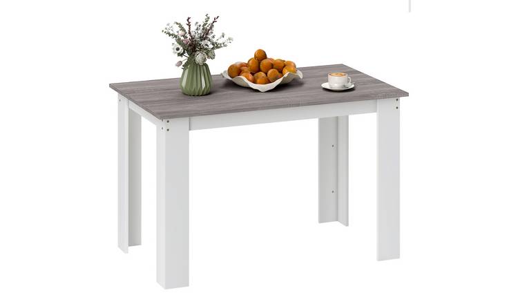 HOMCOM Wood Effect Tabletop 4 to 6 Seater Dining Table - Grey Wood Effect