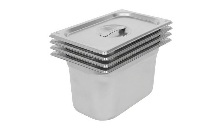 Argon Tableware Gastronorm Containers with Lid 1/4 - 3.75L - Set of 4
