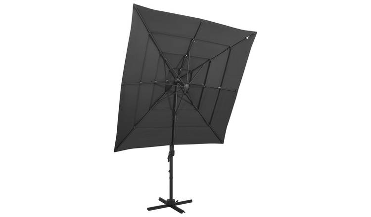 Walplus Polyester Garden Parasol - Anthracite - 250 x 250 x 246 cm