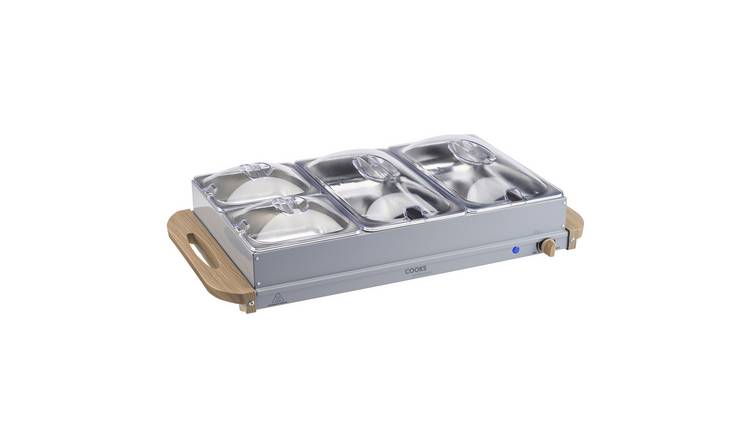 Cooks Professional 4 Section Buffet Warmer 7.2L with Hotplate Function - Grey