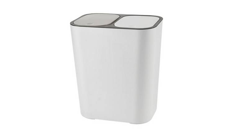 Living and Home Double Recycling Bin 15L - White