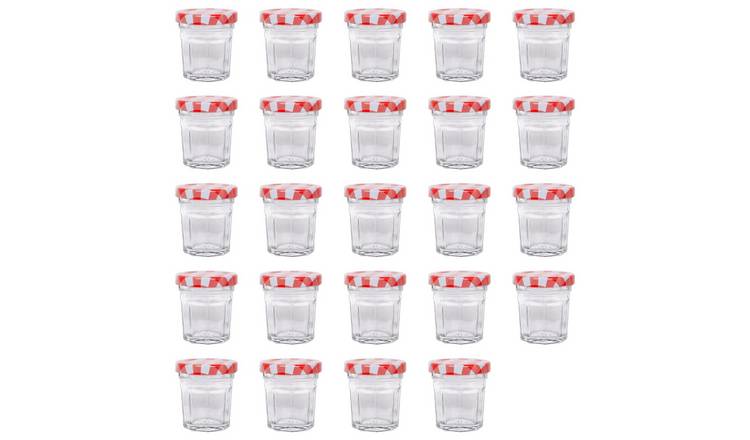 Argon Tableware Glass Jam Jars with Lids - Pack of 24