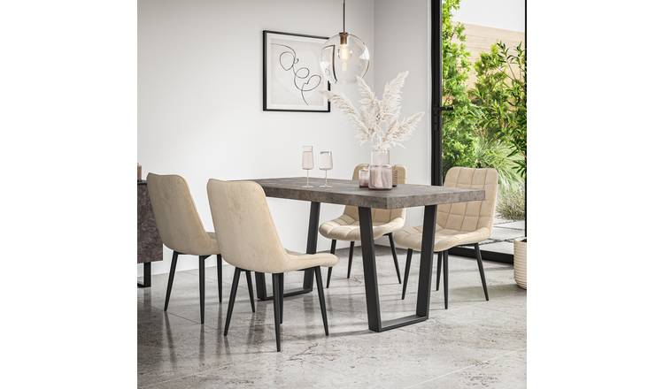 Furniture Online Aria Nova Concrete Effect Dining Table & 4 Beige Chairs
