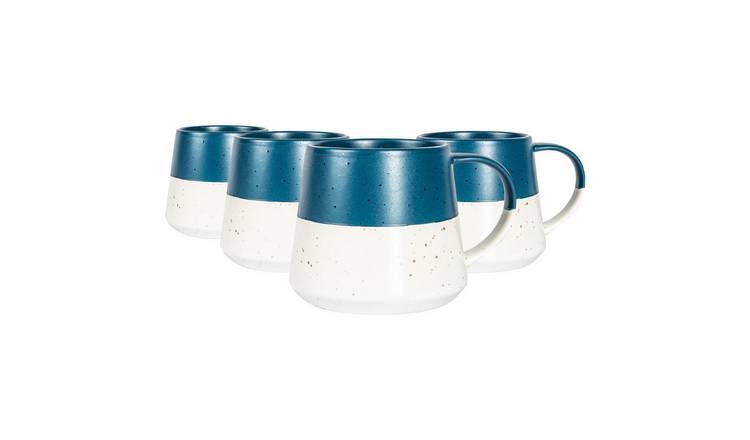 Nicola Spring Dipped Flecked Belly 370ml Mugs Pack of 4 - Navy