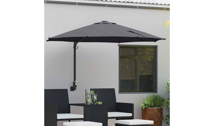 Walplus Polyester Manual Garden Parasol - Anthracite - 248 x 248 x 148 cm