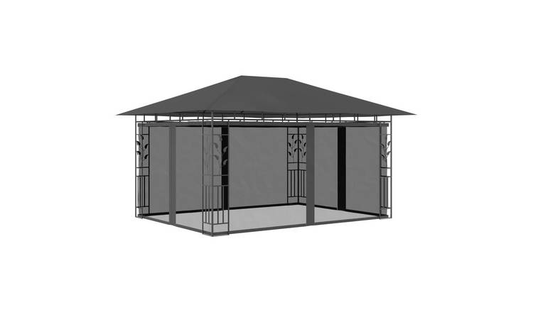 Walplus 4 x 3 x 2.73 m 180gsm Gazebo with Mosquito Net - Anthracite