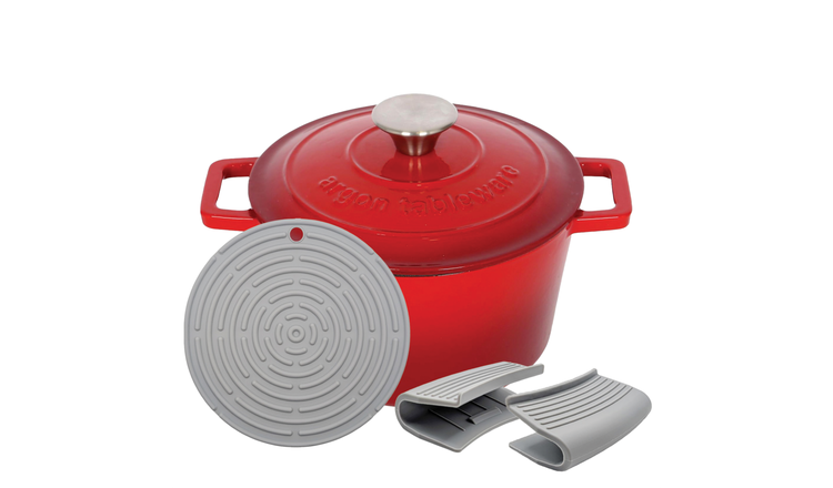 Argon Tableware Round Cast Iron Casserole Dish - Red Ombre