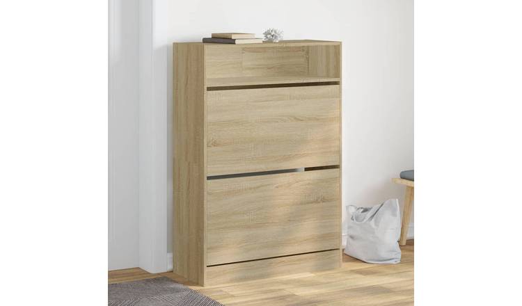 Walplus Engineered Wood Shoe Cabinet - Sonoma Oak - 80 x 34 x 116 cm