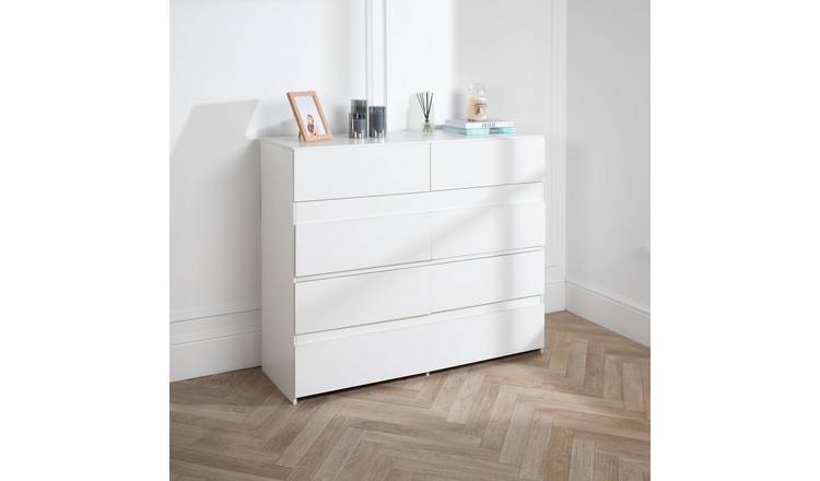 Home Treats Wide 8 Drawer Chest  - White