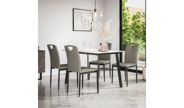 Furniture Online Haydon Monza Marble Effect Dining Table & 6 Grey Chairs