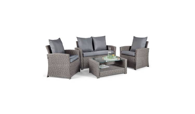 Vonhaus Bali 4 Seater Rattan Effect Garden Furniture Set - Grey