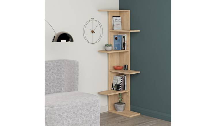 Decortie Saso Corner Melamine-coated Particleboard Shelving Unit - Oak
