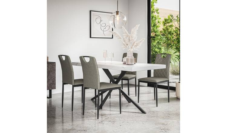Furniture Online Donni Monza Marble Effect Dining Table & 6 Grey Chairs