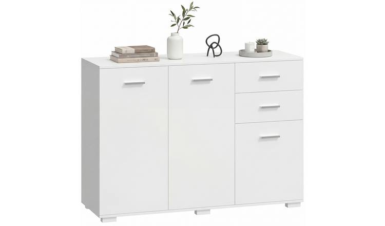 HOMCOM Modern Adjustable Storage Sideboard with 2 Drawers - White